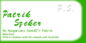 patrik szeker business card